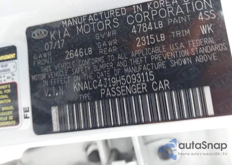 2017 Kia Cadenza Limited from USA, damaged, VIN KNALC4J19H5093115